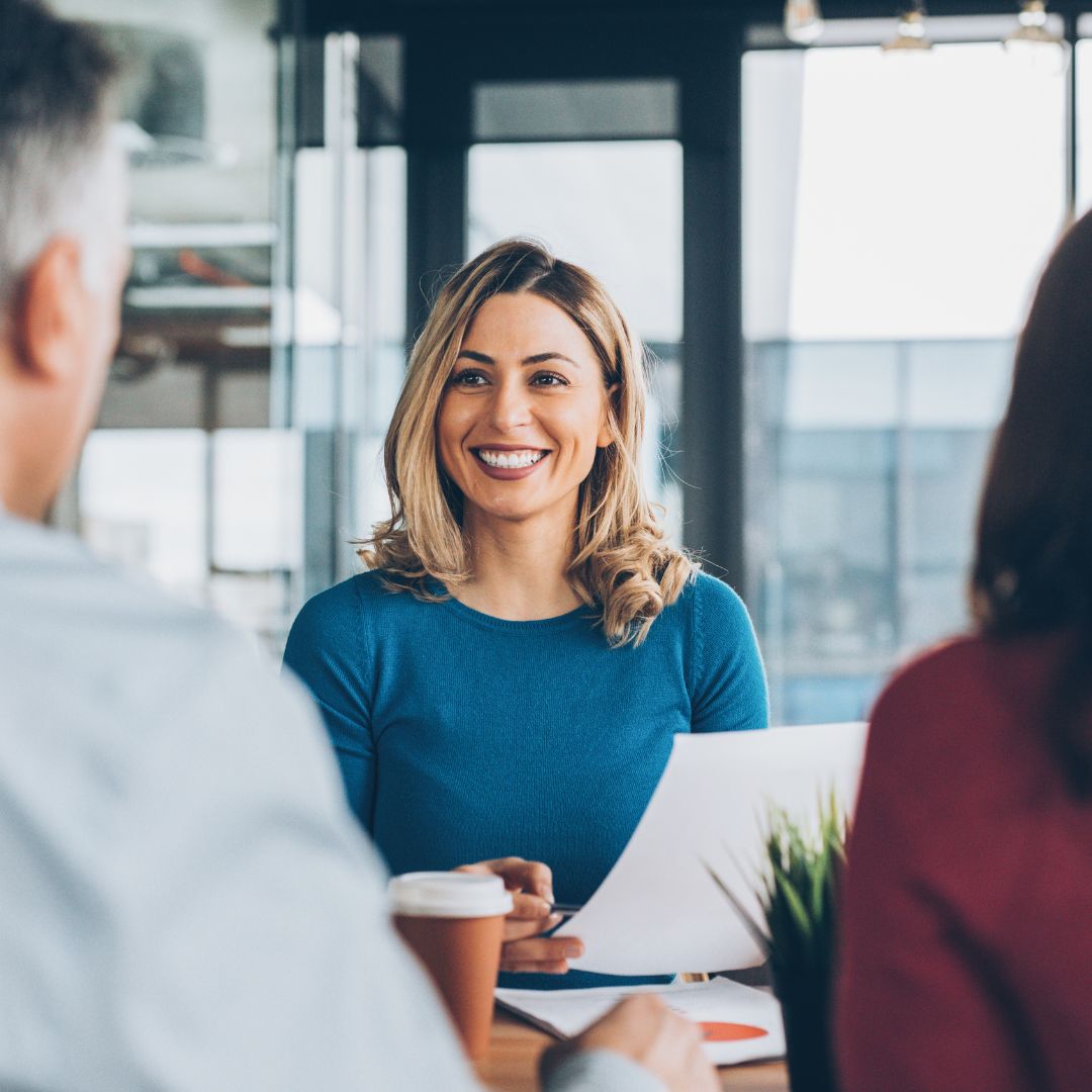 female insurance agent smiling