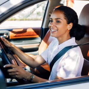 happy woman driver